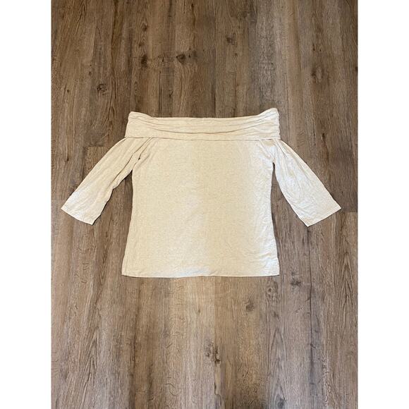 Anthropologie AMADI Womens Bardot Knit Linen Blend Off Shoulder Top Size XL - Picture 1 of 10